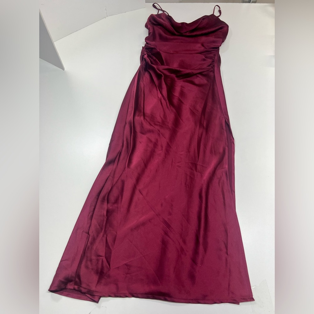 Floret Studios Ruched Slip Dress New With Tags Size Small Midi Length Wine Red - Picture 4 of 14